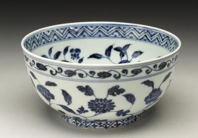 图片[2]-Bowl with four-seasons flowers decoration in underglaze blue, Ming dynasty, Yongle reign (1403-1424)-China Archive